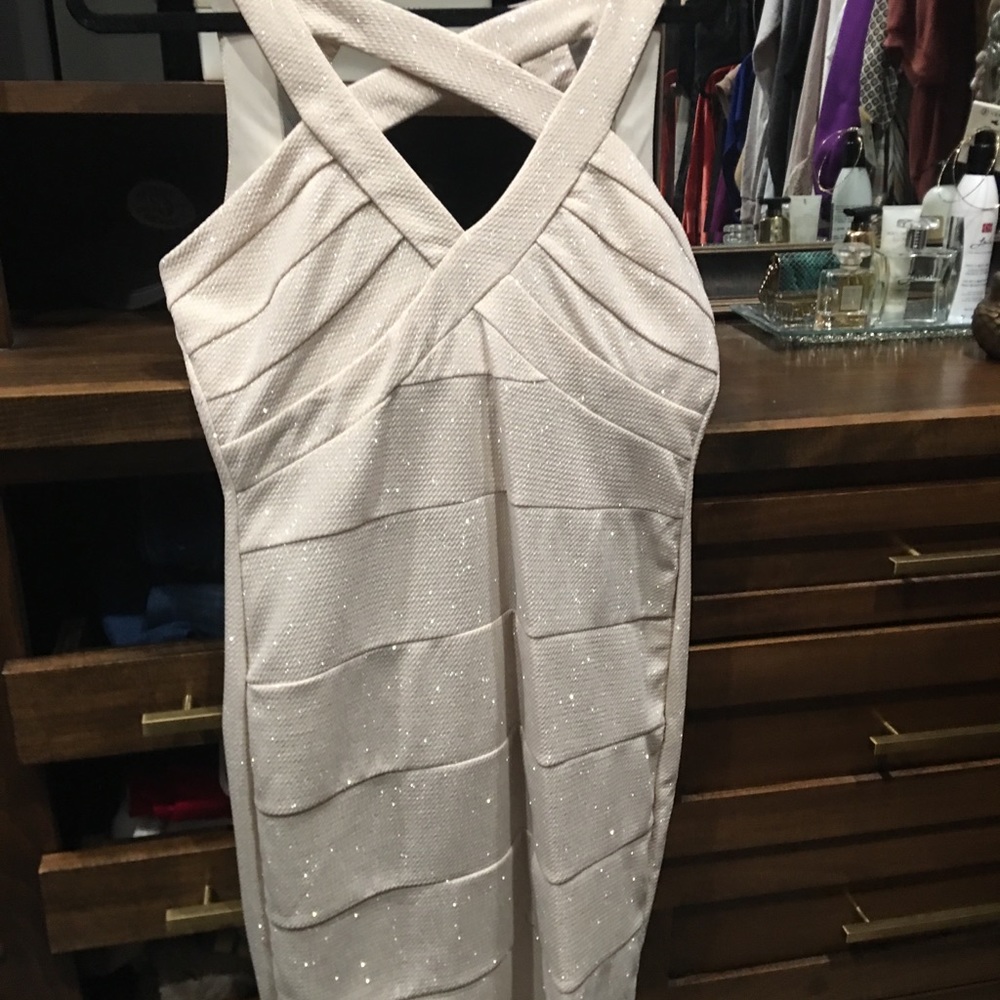Sparkly nude / sand colored cocktail dress